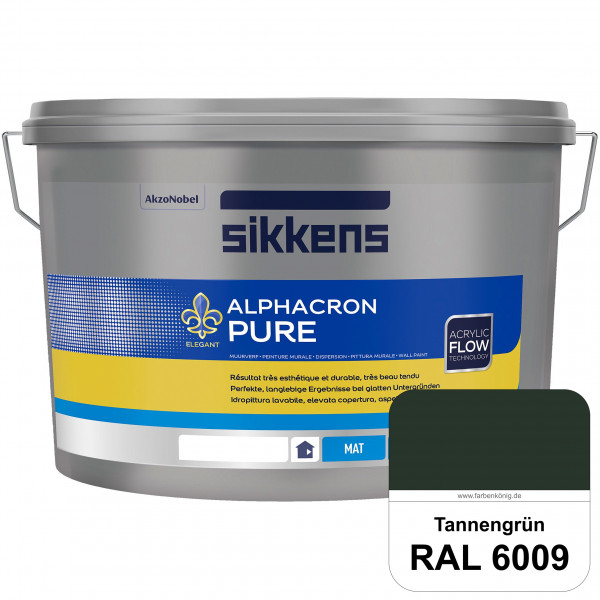 Alphacron Pure (RAL 6009 Tannengrün) Edelmatte & hochertige Premium Wandfarbe für glatte Untergründe