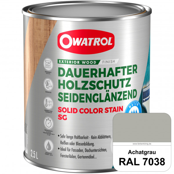 Solid Color Stain SG (RAL 7038 Achatgrau) deckende und seidenglänzende Wetterschutzfarbe außen