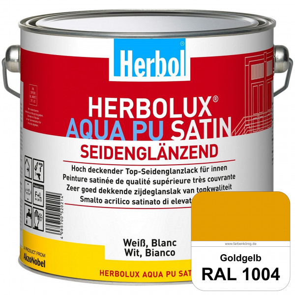 Herbolux Aqua PU Satin (RAL 1004 Goldgelb) Wasserverdünnbarer Top-PU-Seidenglanzlack (Innen)