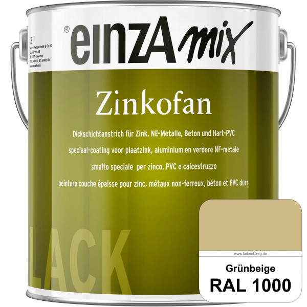 einzA Zinkofan (RAL 1000 Grünbeige) Hoch wetterbeständiges "Dickschicht-1-Topf-System"