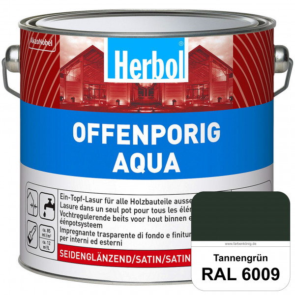 Offenporig Aqua (RAL 6009 Tannengrün) Wasserverdünnbar & hochwertige Ein-Topf-Holzlasur - Feuchtesch