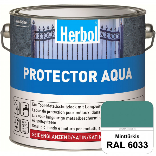 Protector Aqua (RAL 6033 Minttürkis) Lack für Eisen, Stahl und NE-Metalle (Innen&Außen)