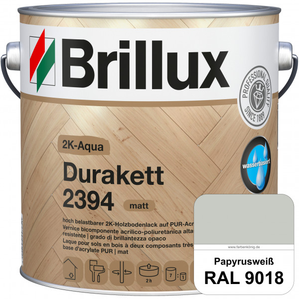 2K-Aqua Durakett 2394 (RAL 9018 Papyrusweiß) Wasserbasierter 2K-Versiegelung für Parkettfußböden, Di