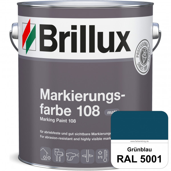 Markierungsfarbe 108 (RAL 5001 Grünblau) Markierungsfarbe für Asphalt, Betonböden, Zementestrichen