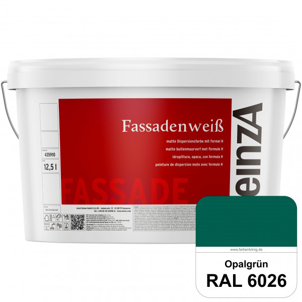 einzA Fassadenweiß (RAL 6026 Opalgrün) Sil-Fassadenfarbe gegen Schmutz & Vergrünung
