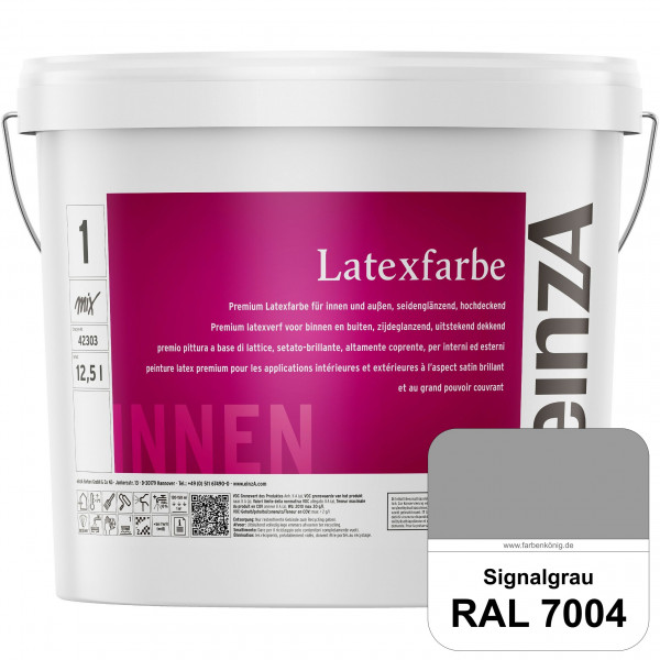 einzA Latexfarbe Premium (RAL 7004 Signalgrau) Hochwertige scheuerbeständige seidenglänzende Latexfa