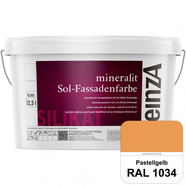 einzA mineralit Sol Fassadenfarbe (RAL 1034 Pastellgelb) mineralische Fassadenfarbe mit Sol-Silikat