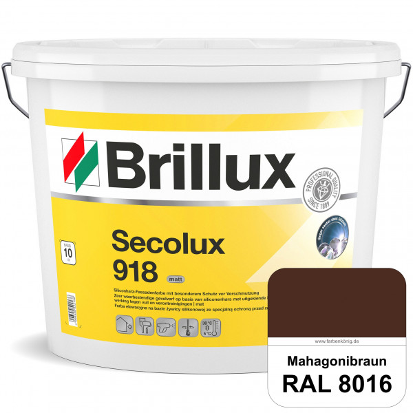 Secolux 918 (RAL 8016 Mahagonibraun) - ehemals Silicon-Fassadenfarbe 918
