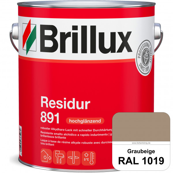 Residur 891 (RAL 1019 Graubeige) widerstandsfähige, schnell trocknender Lack für grundierte Metallba