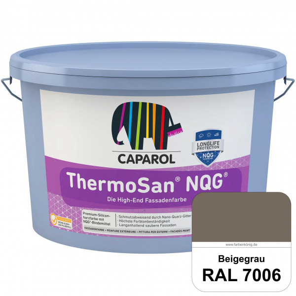ThermoSan NQG (RAL 7006 Beigegrau) schmutzabweisende Siliconharz Fassadenfarbe mit Algen- und Pilzsc