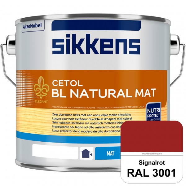 Cetol BL Natural Mat (RAL 3001 Signalrot) Matte, wasserverdünnnbare Dünnschichtlasur