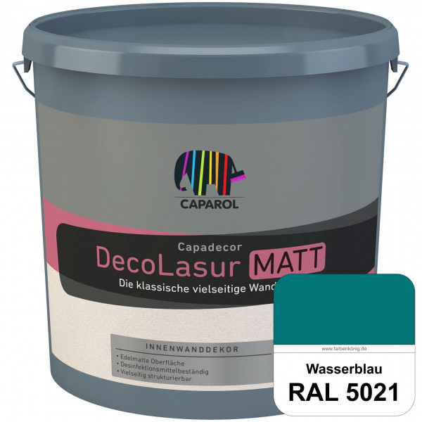 Capadecor DecoLasur Matt (RAL 5021 Wasserblau) Matte Lasurfarbe auf Dispersionsbasis (innen)