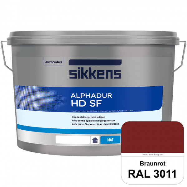 Alphadur HD SF (RAL 3011 Braunrot) matte hochdeckende waschbeständige Innenwandfarbe