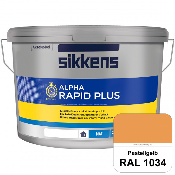 Alpha Rapid Plus (RAL 1034 Pastellgelb) Hochwertige & stumpfmatte Wandfarbe für mittlere Belastungen