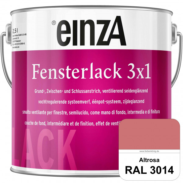 einzA Fensterlack 3 x 1 (RAL 3014 Altrosa) wetterbeständiger & seidenglänzender Fensterlack