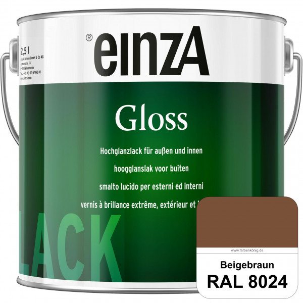 einzA Gloss (RAL 8024 Beigebraun) Hochwertiger Alkydharzlack in Premium-Qualität, hochglänzend.
