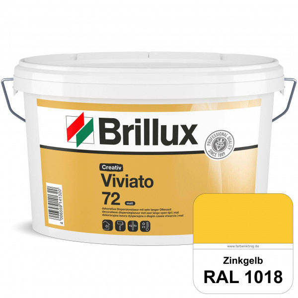Creativ Viviato 72 (RAL 1018 Zinkgelb) Tuchmatte Dispersionslasur für die dekorative Wandgestaltung