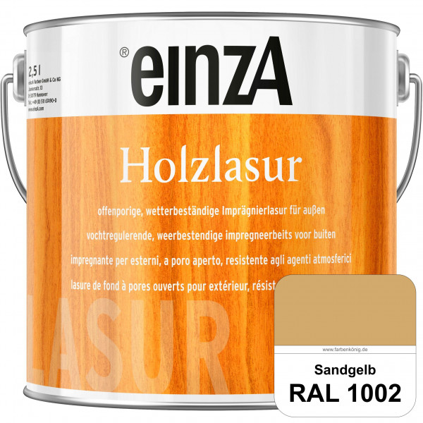 einzA Holzlasur (RAL 1002 Sandgelb) Offenporige Imprägnierlasur für Außen-Holzbauteile