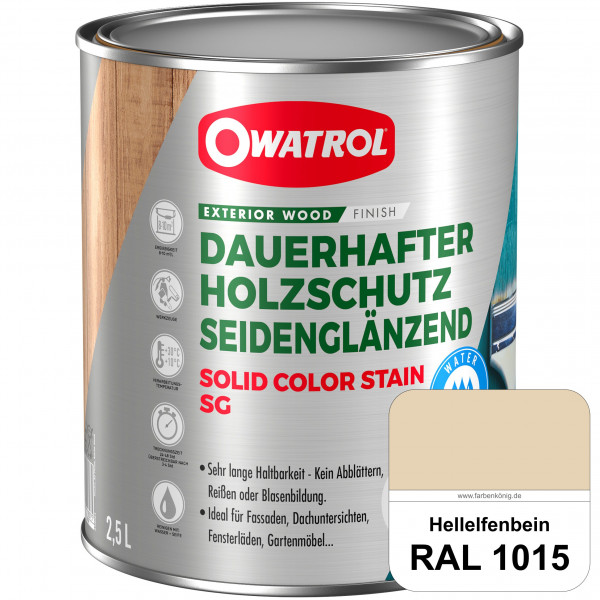 Solid Color Stain SG (RAL 1015 Hellelfenbein) deckende und seidenglänzende Wetterschutzfarbe außen