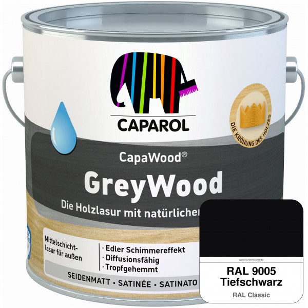 CapaWood® GreyWood (RAL 9005 Tiefschwarz) - ersetzt Capadur GreyWood
