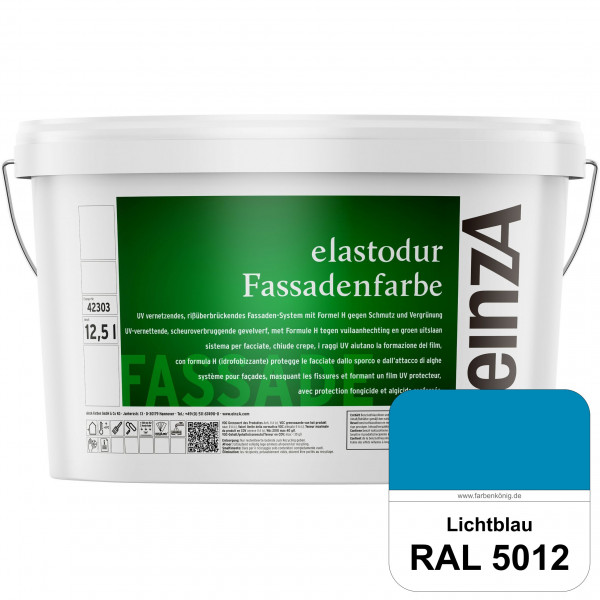 einzA elastodur Fassadenfarbe (RAL 5012 Lichtblau) UV-vernetzendes & rissüberbrückendes Fassadenfarb
