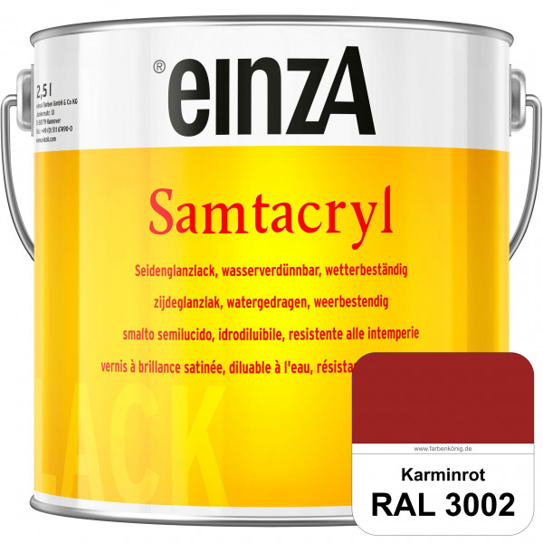 einzA Samtacryl (RAL 3002 Karminrot) wetterbeständige seidenglänzende Acryl-PU-Lackfarbe
