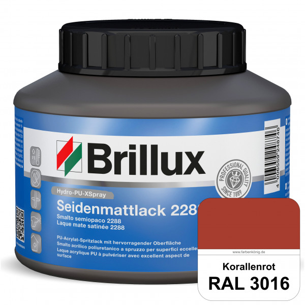 Hydro-PU-XSpray Seidenmattlack 2288 (RAL 3016 Korallenrot) hochwertiger Lack speziell für das XVLP-S
