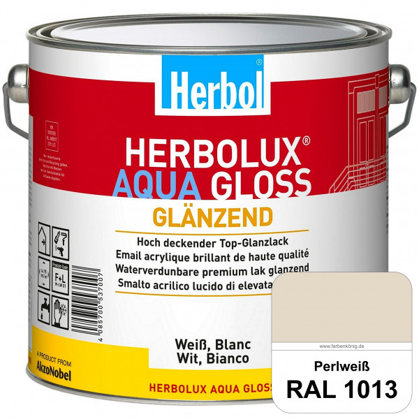 Herbolux Aqua Gloss (RAL 1013 Perlweiß) Wasserverdünnbarer Top-Glanzlack (Innen)