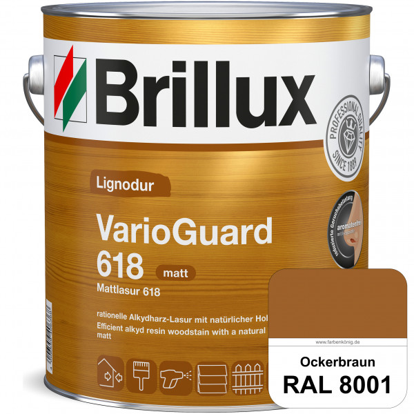 Mattlasur 618 (RAL 8001 Ockerbraun) matte & wetterbeständige Lasur (lösemittelhaltig) für Laub- und