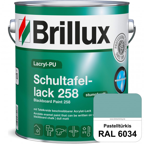 Lacryl-PU Schultafellack 258 (RAL 6034 Pastelltürkis) wasserbasierter und matter Schultafellack (inn