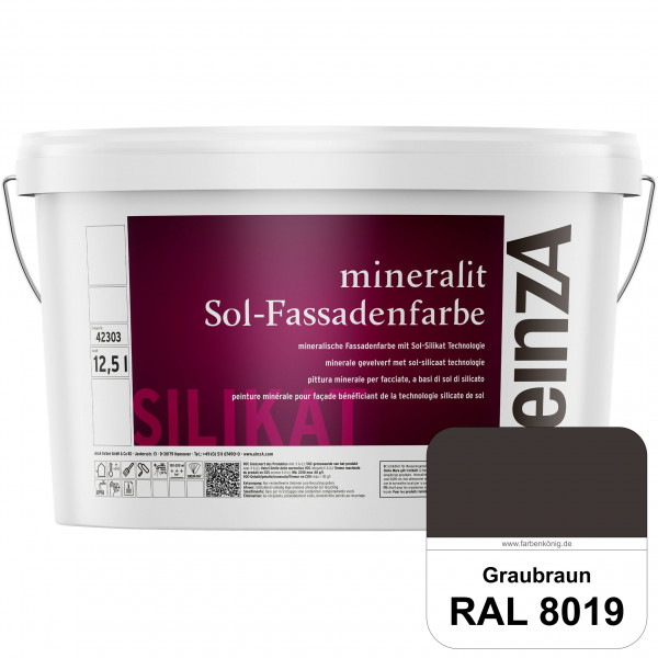 einzA mineralit Sol Fassadenfarbe (RAL 8019 Graubraun) mineralische Fassadenfarbe mit Sol-Silikat Te