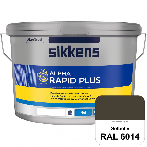 Alpha Rapid Plus (RAL 6014 Gelboliv) Hochwertige & stumpfmatte Wandfarbe für mittlere Belastungen