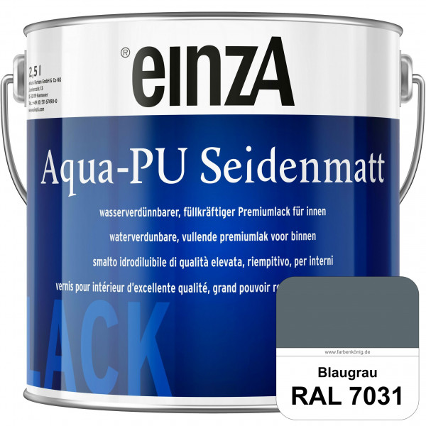 einzA Aqua-PU seidenmatt (RAL 7031 Blaugrau) wasserverdünnbarer Premiumlack für innen