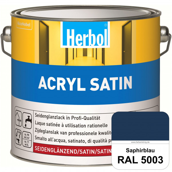 Acryl Satin (RAL 5003 Saphirblau) wasserverdünnbarer seidenglänzender Lack (Innen & Außen)