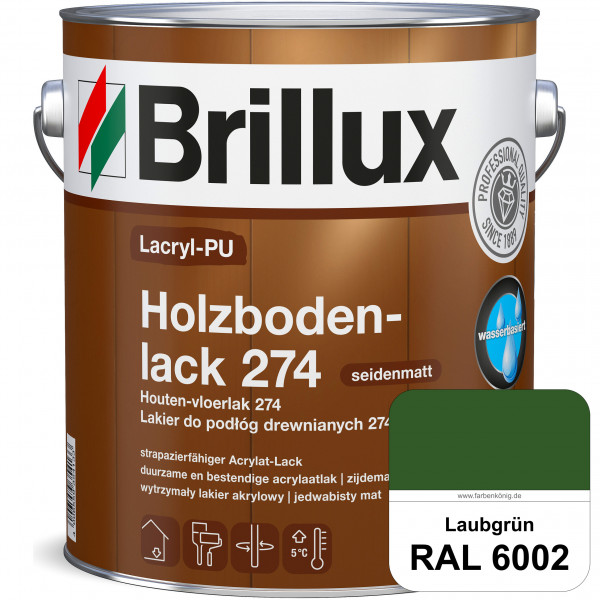 Lacryl-PU Holzbodenlack 274 (RAL 6002 Laubgrün) hochwertige & widerstandsfähige, deckende Versiegelu