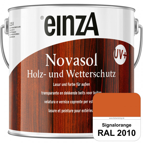einzA Novasol HW Lasur (RAL 2010 Signalorange) Lasierender Wetterschutz für außen