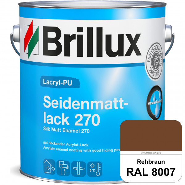 Lacryl-PU Seidenmattlack 270 (RAL 8007 Rehbraun) PU-verstärkt (wasserbasiert) für außen und innen