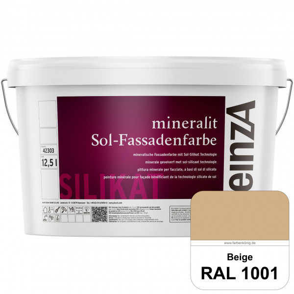 einzA mineralit Sol Fassadenfarbe (RAL 1001 Beige) mineralische Fassadenfarbe mit Sol-Silikat Techno