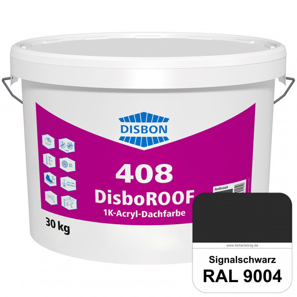 DisboROOF 408 1K-Acryl-Dachfarbe (RAL 9004 Signalschwarz) Elastische Reinacrylatbeschichtung für Bet