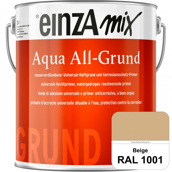 einzA Aqua All-Grund (RAL 1001 Beige) Wasserverdünnbarer Haftgrund & Korrosionsschutz-Primer
