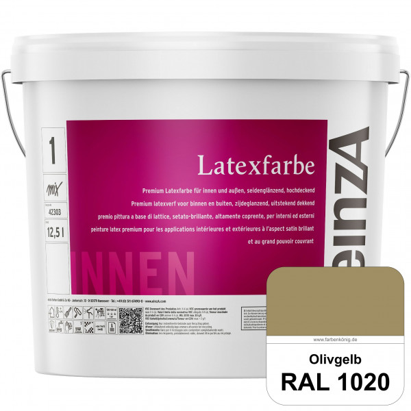 einzA Latexfarbe Premium (RAL 1020 Olivgelb) Hochwertige scheuerbeständige seidenglänzende Latexfarb