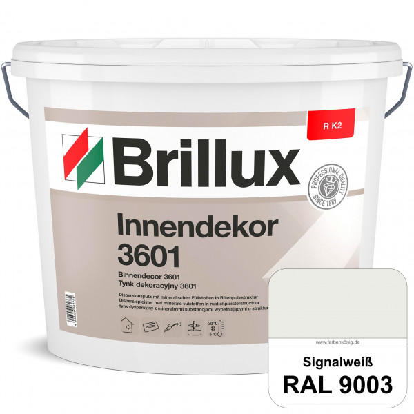 Innendekor ELF R K2 3601 (RAL 9003 Signalweiß) Rillenputz zur Erzielung dekorativer und strapazierfä