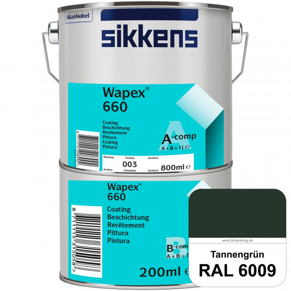 Wapex 660 Set (RAL 6009 Tannengrün) seidenglänzende 2K-Epoxidharzlack für Böden & Wände (innen)