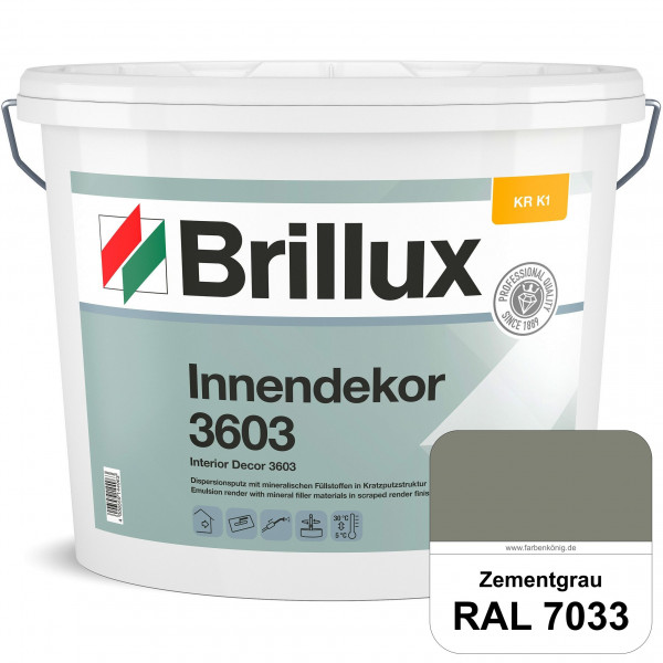Innendekor ELF KR-K1 3603 (RAL 7033 Zementgrau) Kratzputz nach zur Erzielung dekorativer und strapaz
