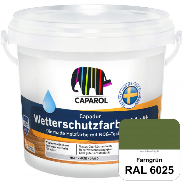 Capadur Wetterschutzfarbe Matt (RAL 6025 Farngrün) matte Holzfarbe mit NQG-Technologie für außen