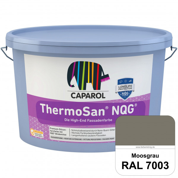 ThermoSan NQG (RAL 7003 Moosgrau) schmutzabweisende Siliconharz Fassadenfarbe mit Algen- und Pilzsch