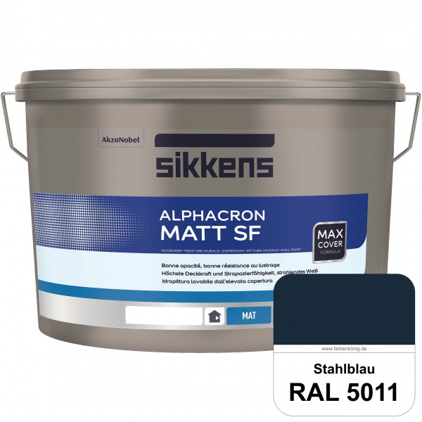 Alphacron Matt SF (RAL 5011 Stahlblau) stumpfmatte & hochwertige Premium-Wandfarbe (innen)