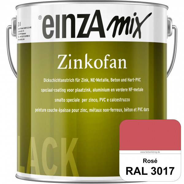 einzA Zinkofan (RAL 3017 Rosa) Hoch wetterbeständiges "Dickschicht-1-Topf-System"