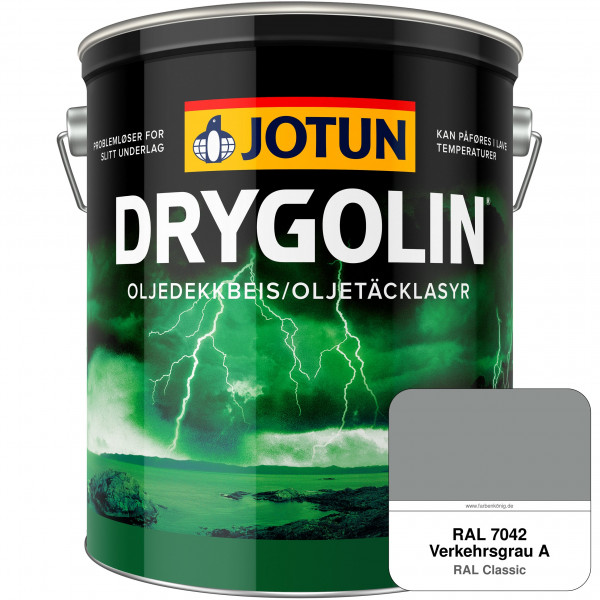 DRYGOLIN Oljedekkbeis - Deckende & wetterbeständige Öllasur für Außen (RAL 7042 Verkehrsgrau A)