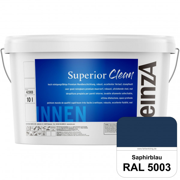 einzA Superior Clean (RAL 5003 Saphirblau) Hoch reinigungsfähige, stumpfmatte Premium-Wandbeschichtu